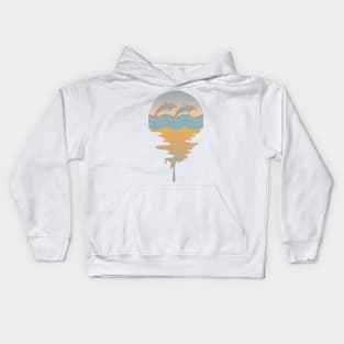 Retro Dolphins On An Ocean Background Kids Hoodie
